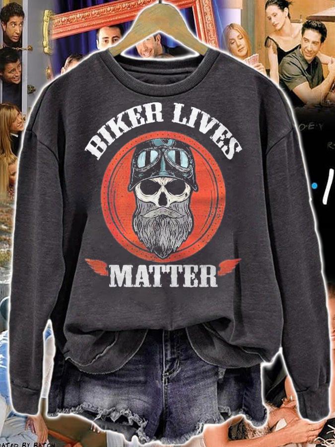 Vintage Biker Lives Matter Skull With Beard Funny Biker Zip Shirt