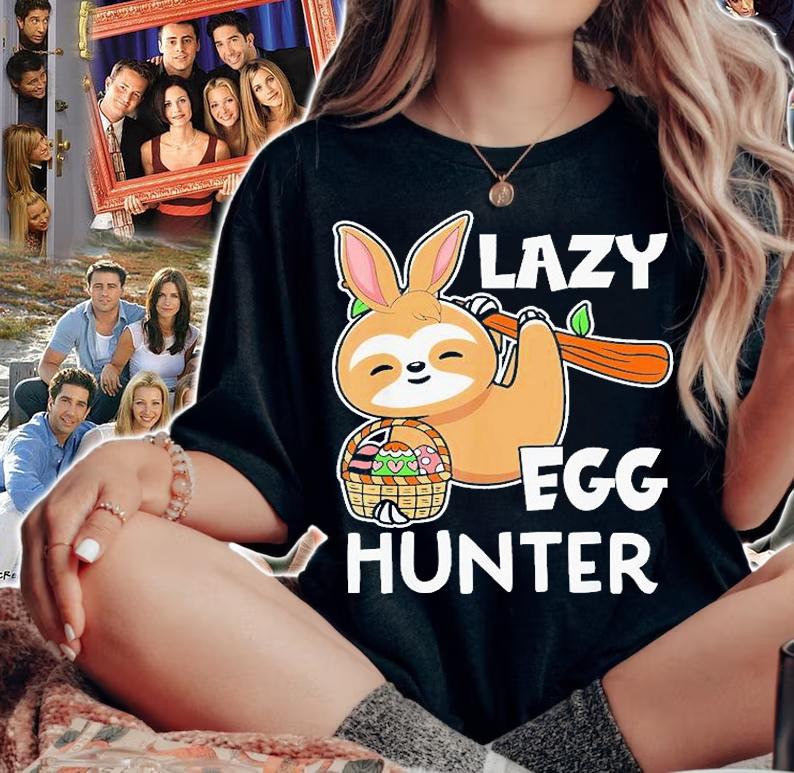 Cute Sloth Bunny Easter Lazy Rabbit Sloth Egg Hunter T-Shirt