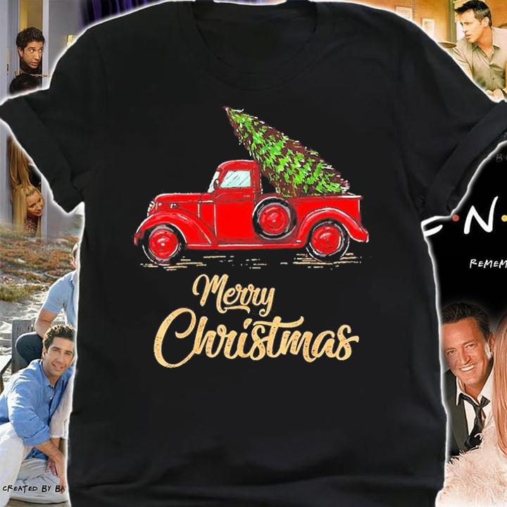 Merry Christmas Red Truck Christmas Tree T-Shirt shirt