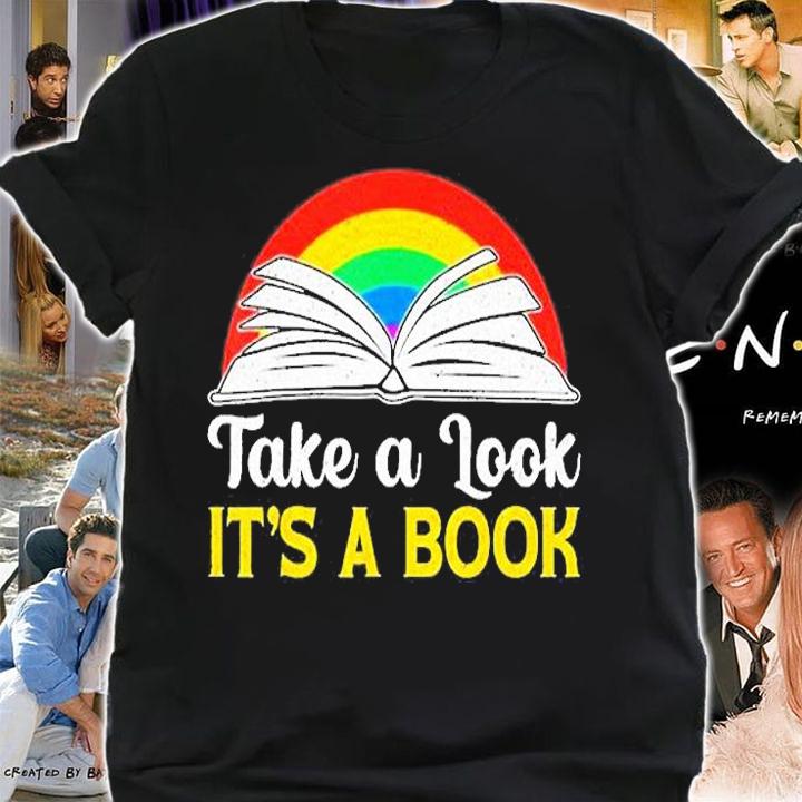Take A Look Its In A Book Retro Rainbow Bookworms Reading T-Shirt shirt