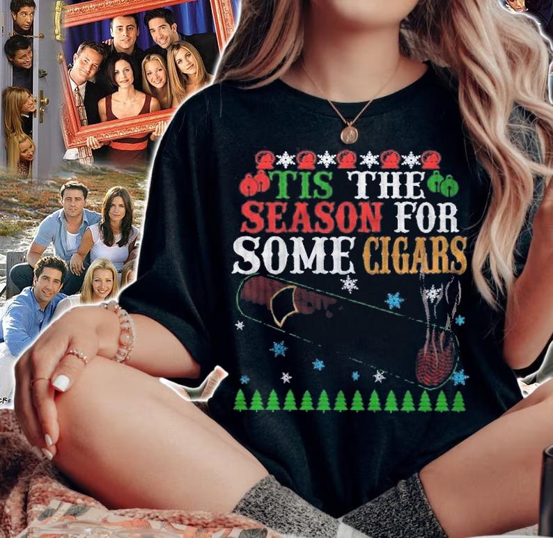 Tis The Season For Some Cigars Ugly Christmas Cigar Lover Shirt woman shirt