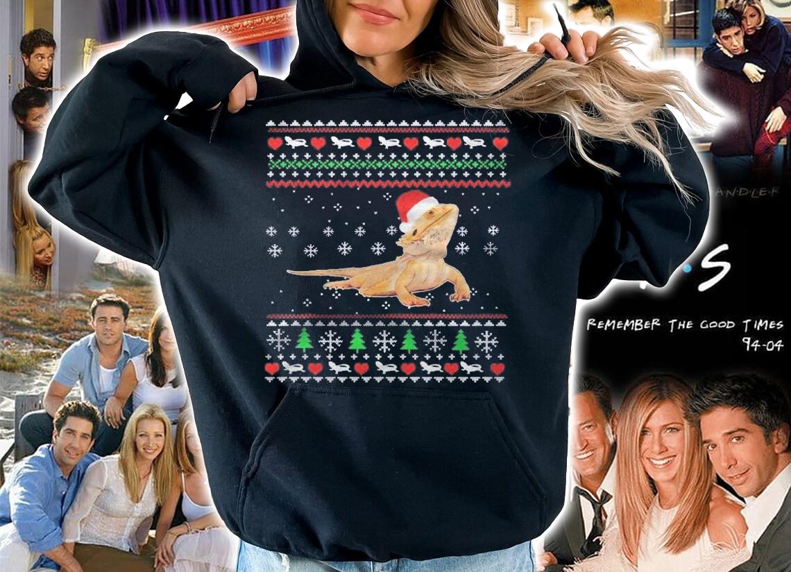 Cute Bearded Dragon Santa Hat Christmas Ugly Shirt
