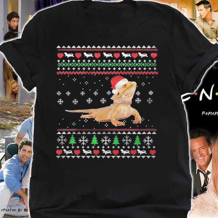 Cute Bearded Dragon Santa Hat Christmas Ugly Shirt