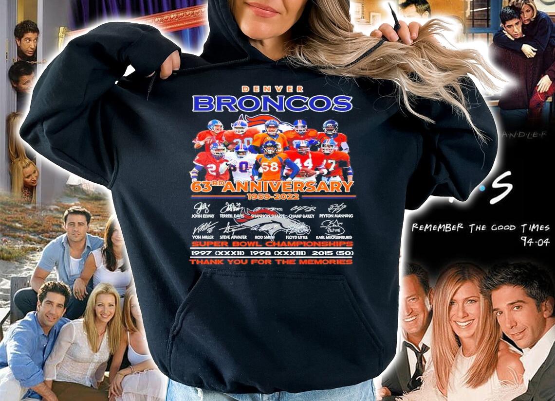 Denver Broncos 63rd Anniversary 1959-2022 Signatures Super Bowl Championships Thank You For The Memories Shirt hoodie