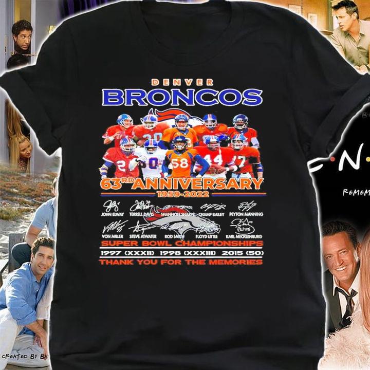 Denver Broncos 63rd Anniversary 1959-2022 Signatures Super Bowl Championships Thank You For The Memories Shirt shirt