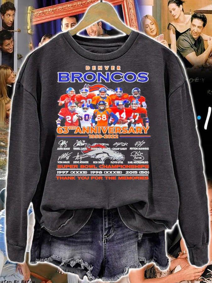 Denver Broncos 63rd Anniversary 1959-2022 Signatures Super Bowl Championships Thank You For The Memories Shirt sweatshirt