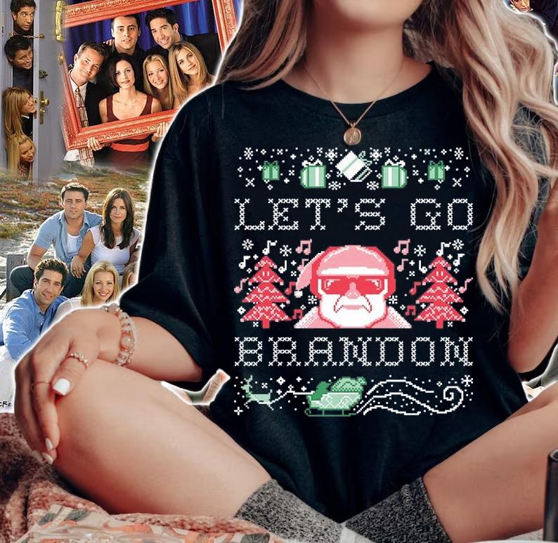 Lets Go Brandon Funny Joe Biden Chant Ugly Christmas Anti Joe Biden T-Shirt woman shirt