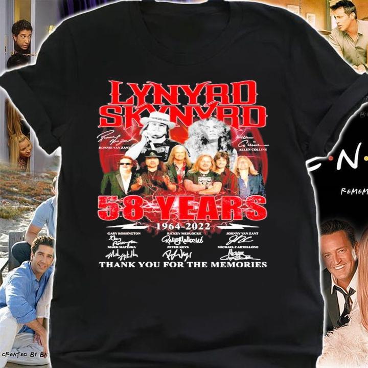 Lynyrd Skynyrd 58 Years 1964-2022 Signatures Thank You For The Memories Shirt