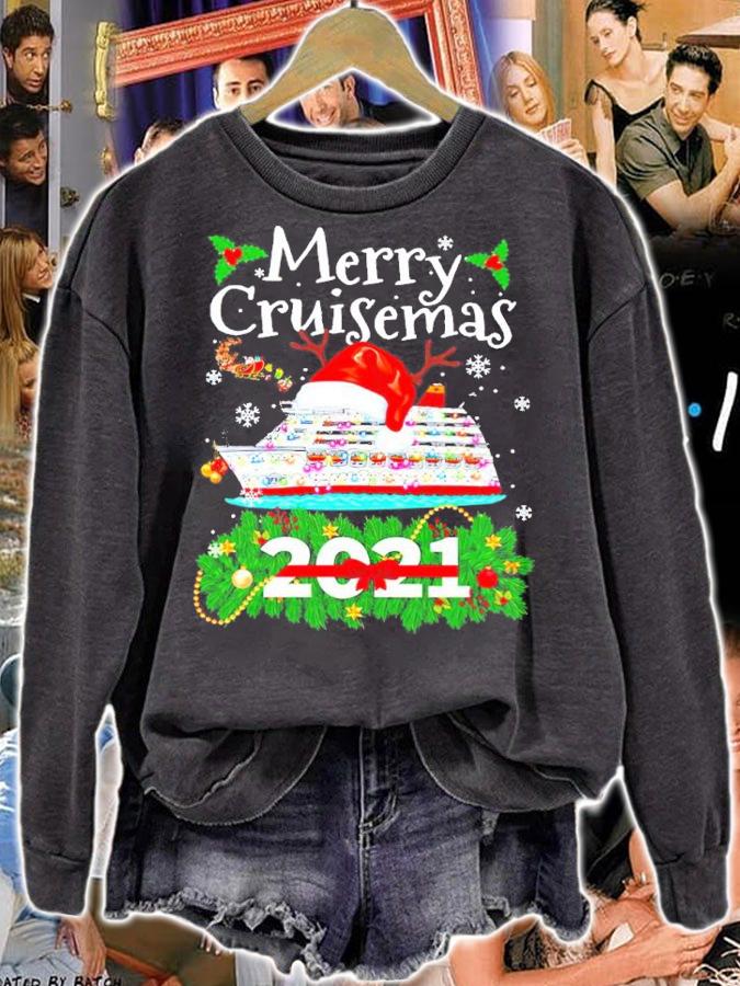 Merry Cruisemas 2021 Boat Sailing Santa Christmas Shirt sweatshirt