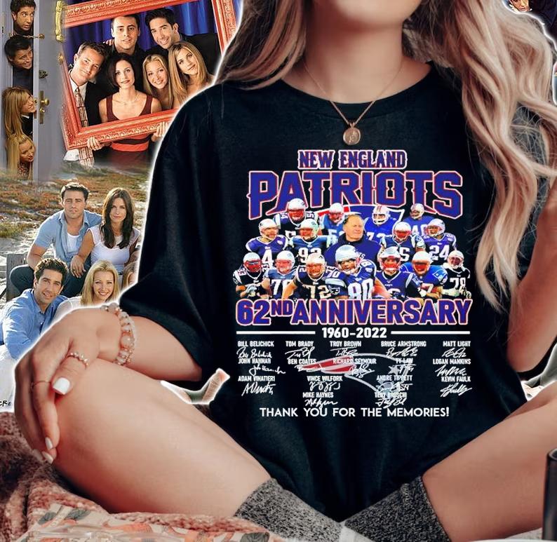New England Patriots 62nd anniversary 1960-2022 signatures shirt woman shirt
