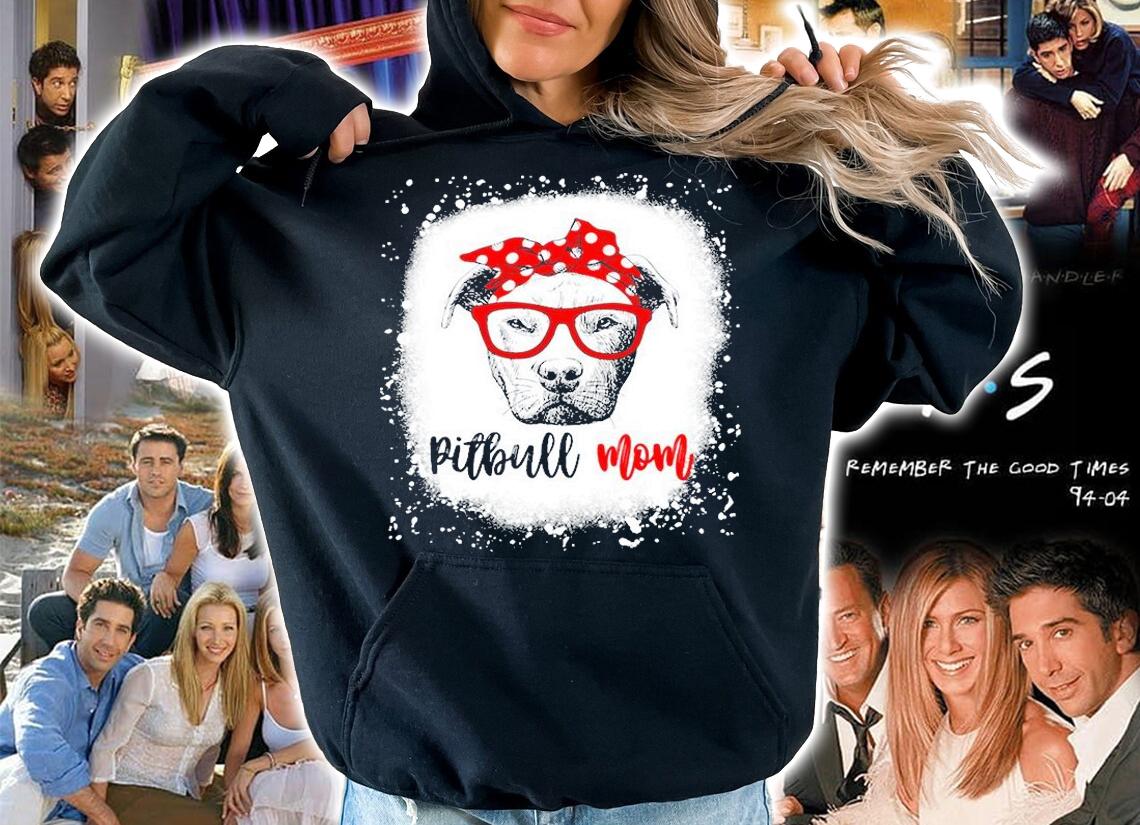 Pitbull Mom With Glasses Polka Dot Turban Bleached Pitties T Shirt