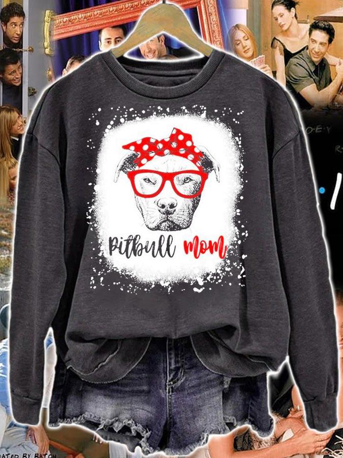 Pitbull Mom With Glasses Polka Dot Turban Bleached Pitties T Shirt
