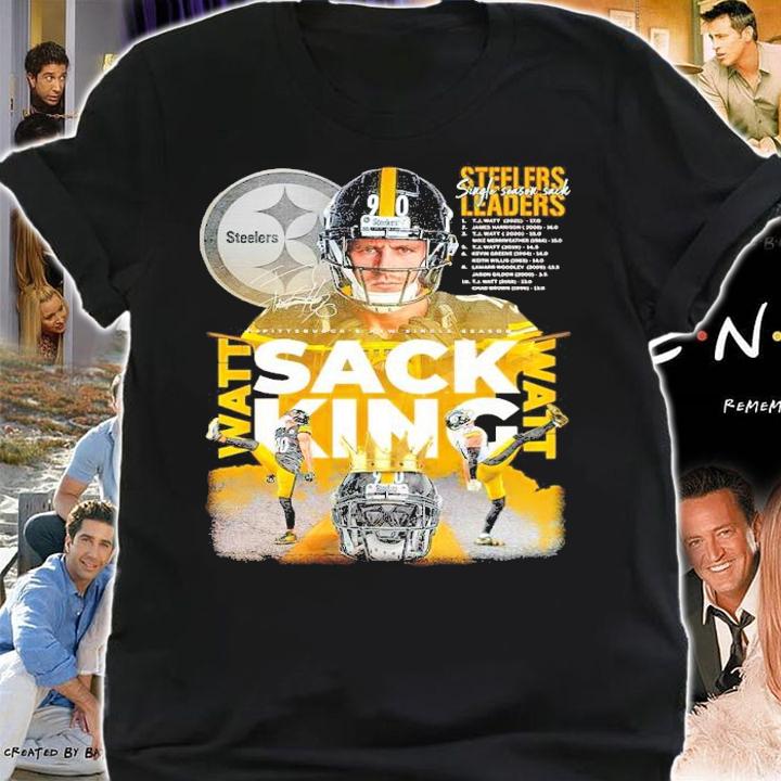 T.J Watt #90 Sacking Steelers Leaders Signatures Shirt shirt