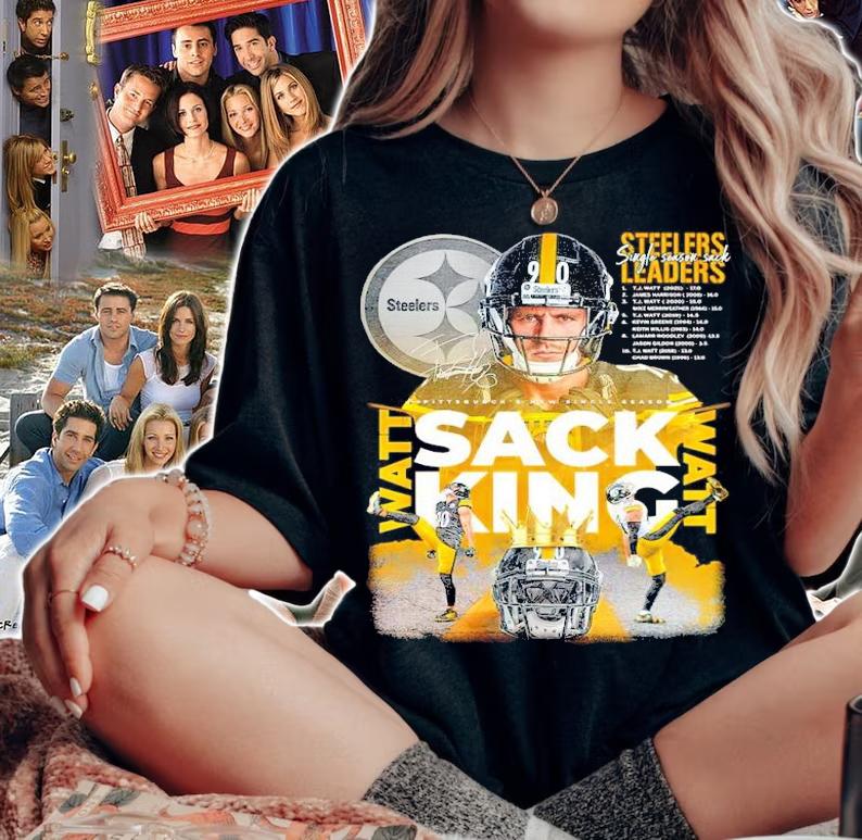 T.J Watt #90 Sacking Steelers Leaders Signatures Shirt woman shirt