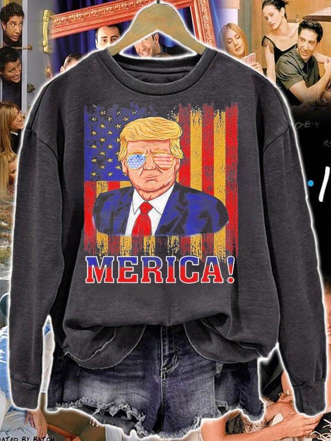 Trump 4th Of July Merica USA Flag T-Shirt sweatshirt