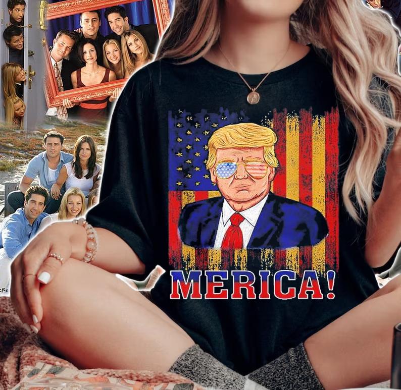 Trump 4th Of July Merica USA Flag T-Shirt woman shirt