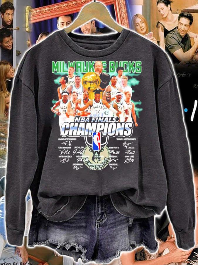 Cup NBA Finals Champions Milwaukee Bucks signatures shirt