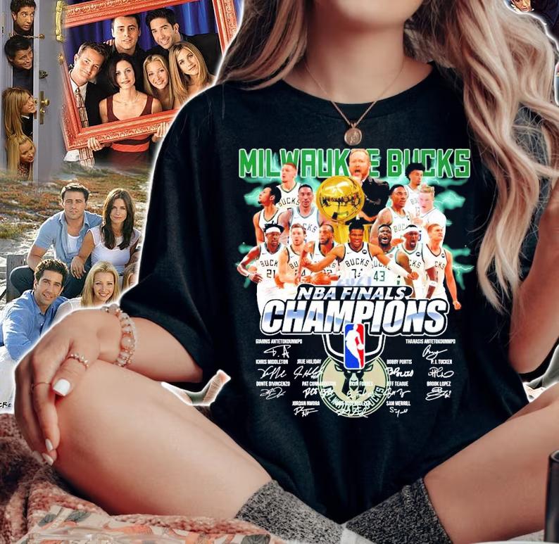 Cup NBA Finals Champions Milwaukee Bucks signatures shirt