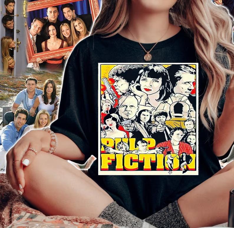 Pulp Fiction poster characters T-shirt woman shirt