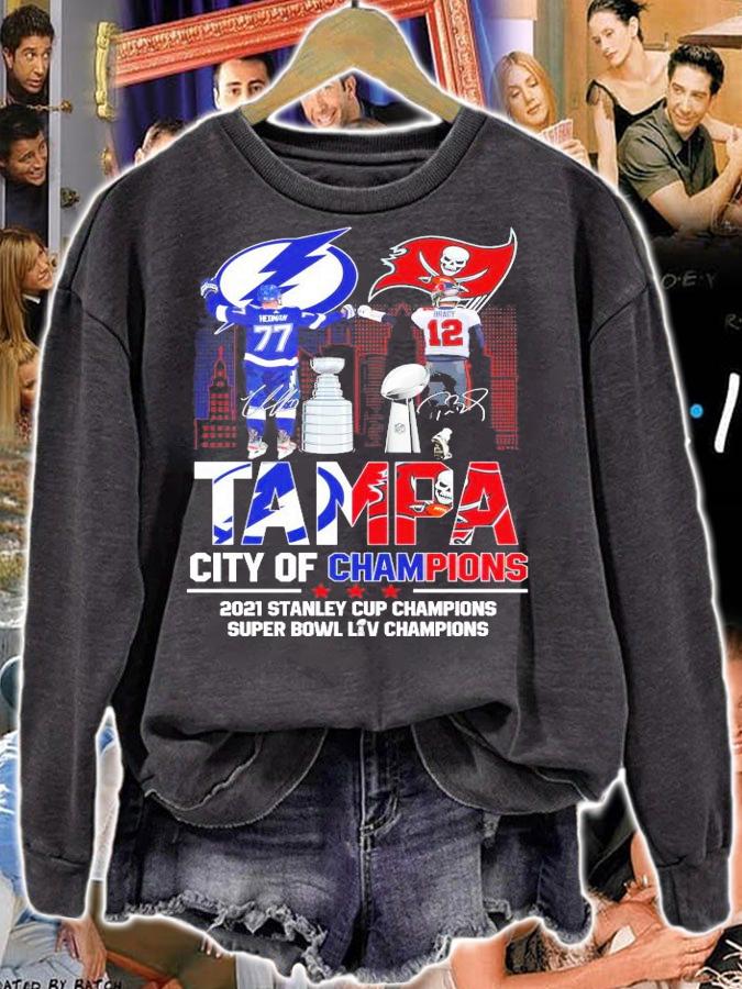 TAMPA Lightning Buccaneers city of Champions signatures shirt
