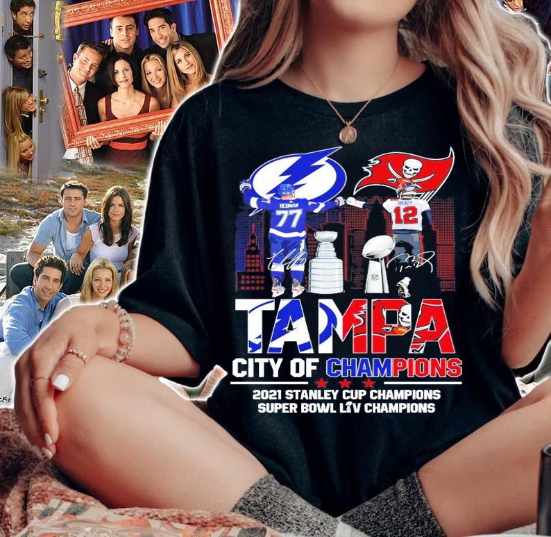 TAMPA Lightning Buccaneers city of Champions signatures shirt