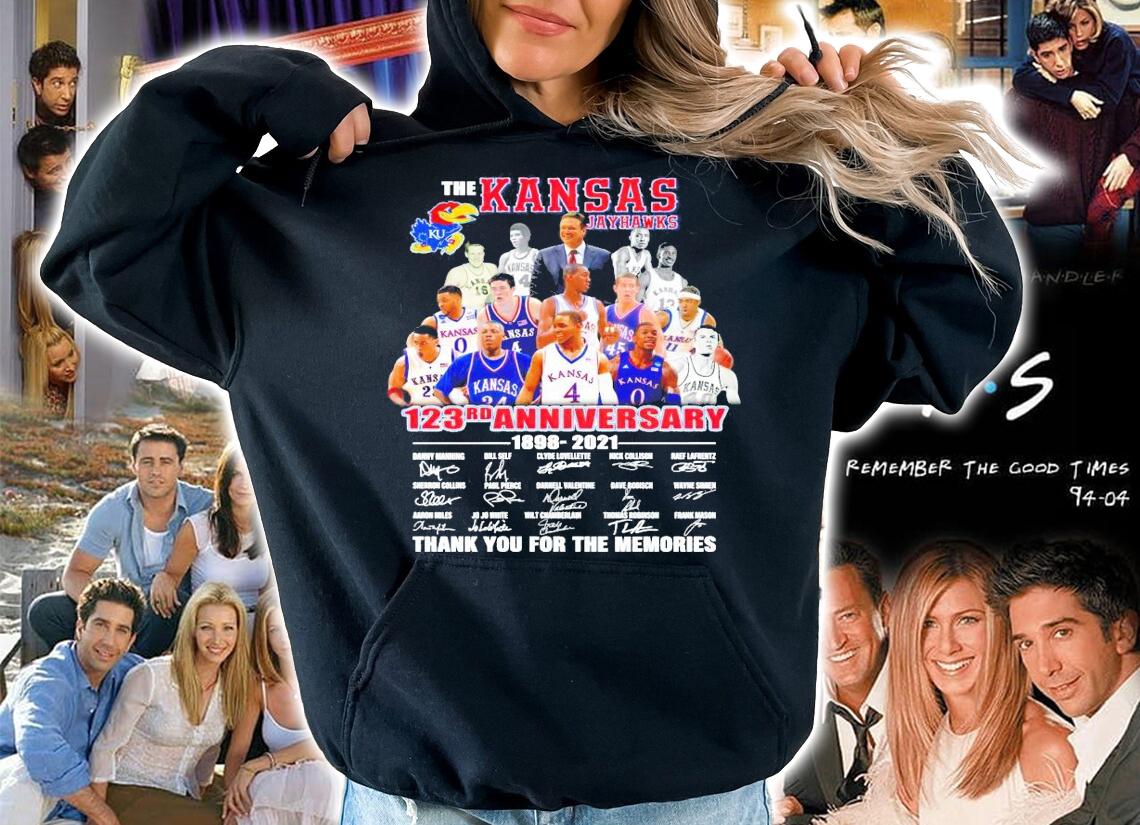 The Kansas Jayhawks 123rd anniversary 1898-2021 signature t-shirt hoodie