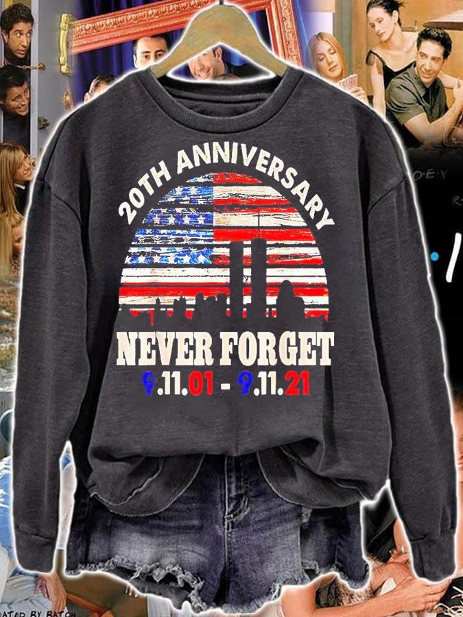 20th Anniversary Never Forget 9-11-01 2-11-21 Patriot Day USA flag T-shirt