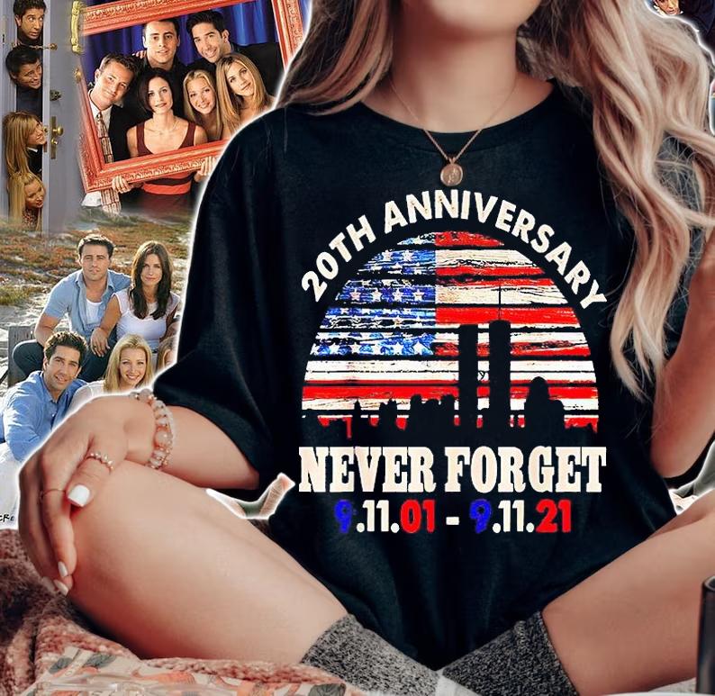 20th Anniversary Never Forget 9-11-01 2-11-21 Patriot Day USA flag T-shirt