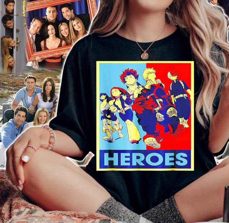 Graphic Academia Anime retro my Hero Manga shirt