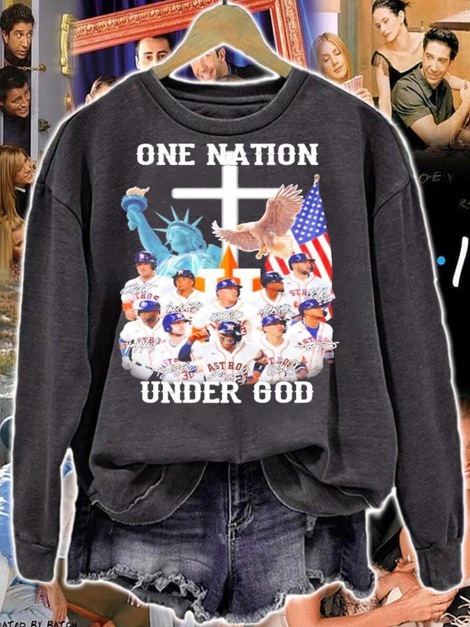 Houston Astros one nation under god signatures shirt