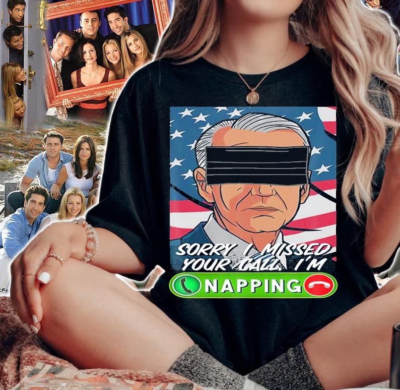 Joe Biden Sorry I Missed Your Call I'm Napping Mask Funny USA Flag T-Shirt woman shirt