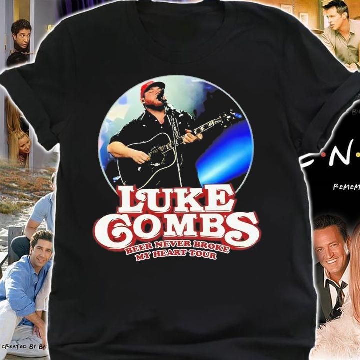 Luke Combs beer never broke my heart tour shirt