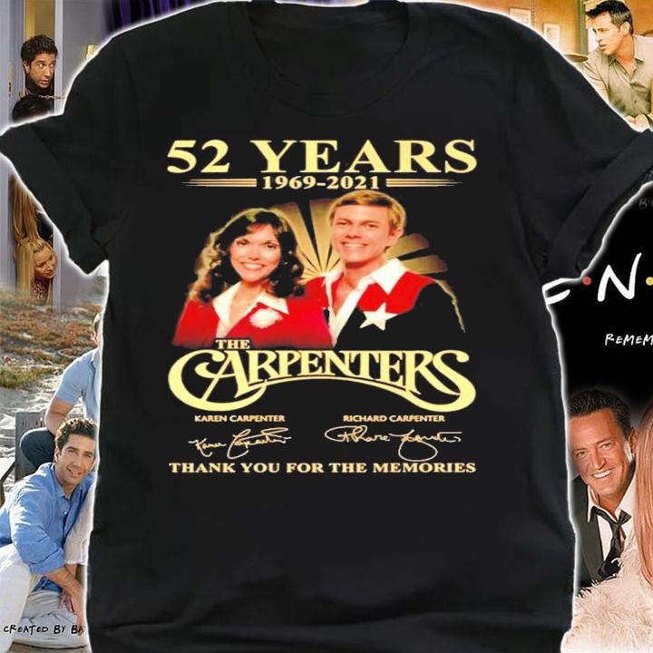 52 Years 1969-2021 The Carpenters thank You for the memories signatures t-shirt