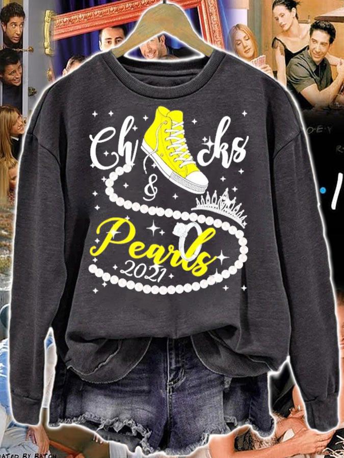 Chucks and pearls 2021 black girl magic yellow shirt sweatshirt