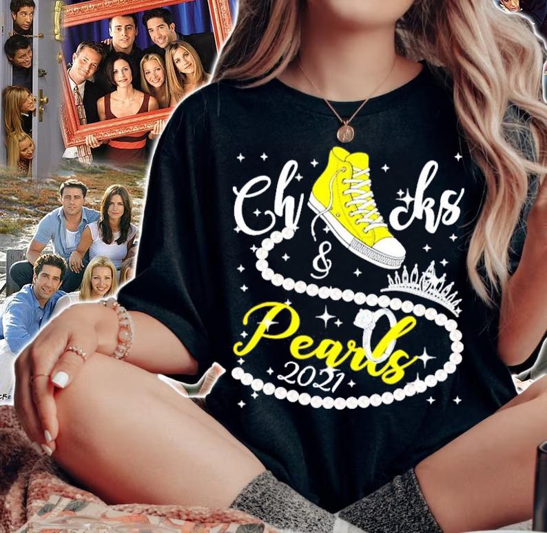 Chucks and pearls 2021 black girl magic yellow shirt woman shirt