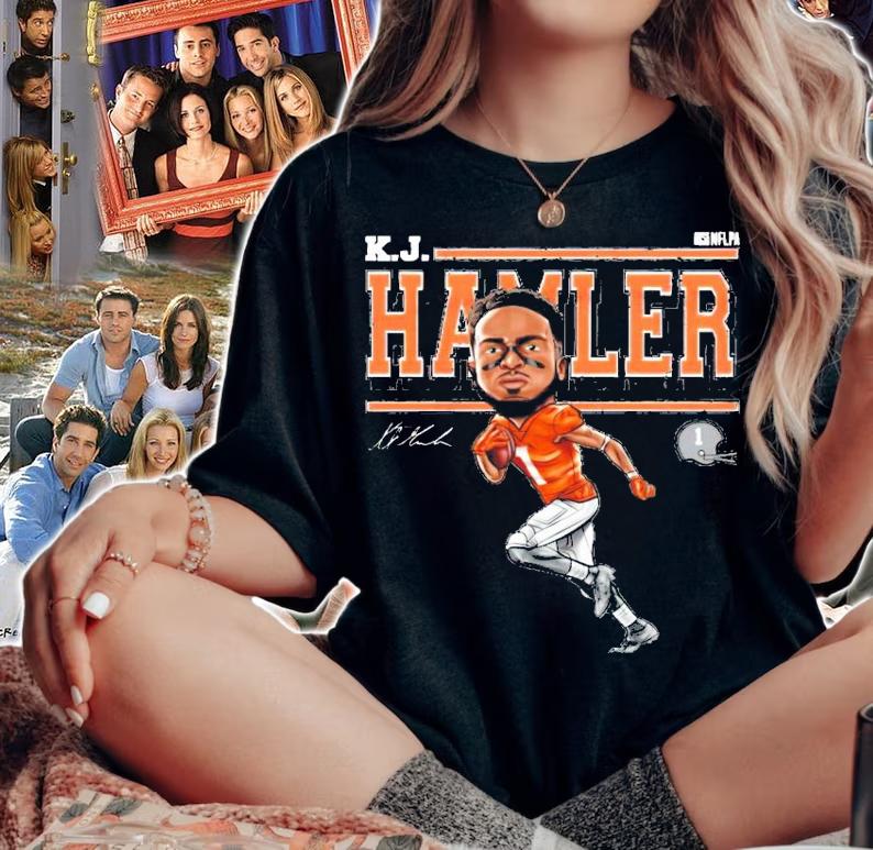 Denver Football K.J. Hamler Cartoon signature shirt