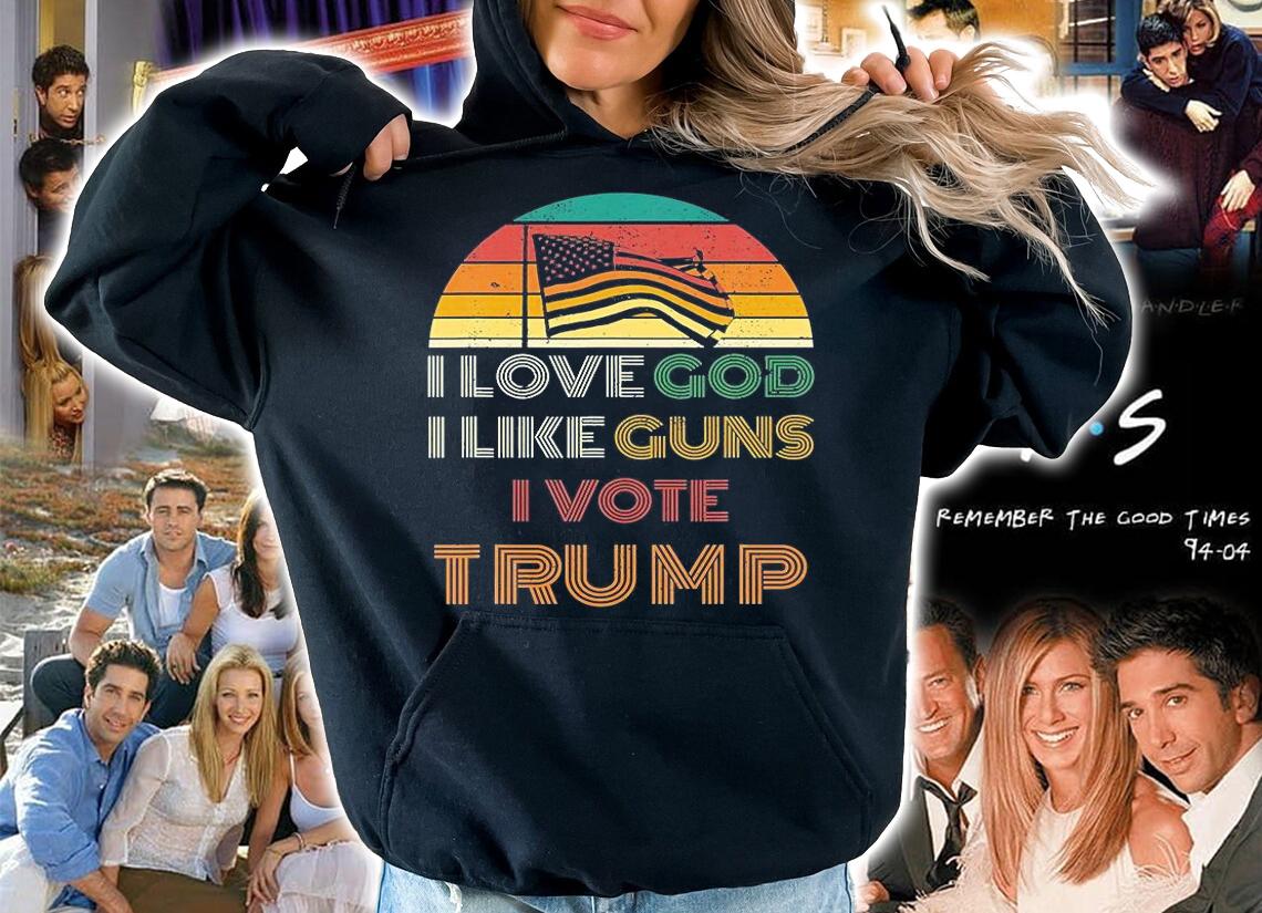 I Love God I Like Guns I Vote Trump USA Flag T-shirt