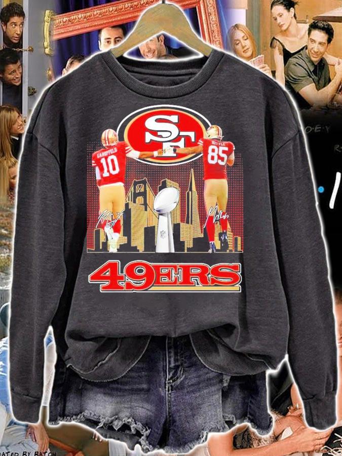 49ers Jimmy Garoppolo George Kittle signatures shirt sweatshirt