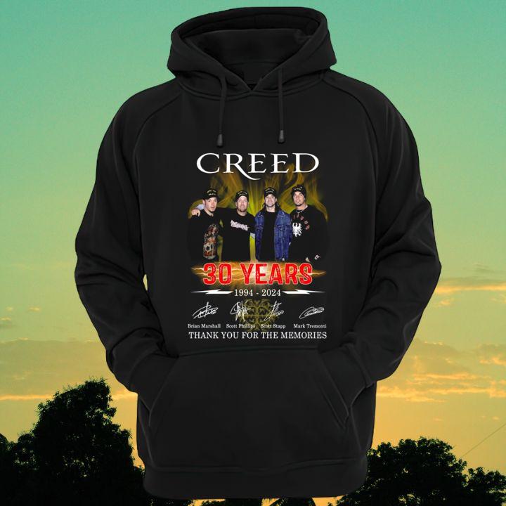 Creed Rock Band 30 Years 1994-2024 Thank You For The Memories Signatures T-Shirt hoodie