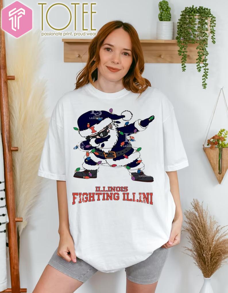 Get Your Dabbing Santa Illinois Fighting Illini Christmas Light Shirt Now!