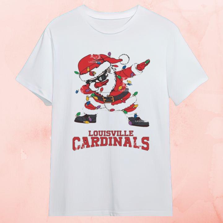Dabbing Santa Louisville Cardinals Christmas Light Shirt for Holiday Fun