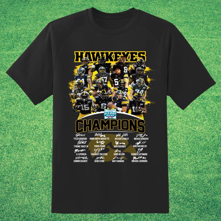 Iowa Hawkeyes Holiday Bowl Champions T-Shirt Signed by Players - Shop Now