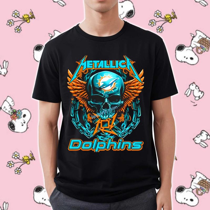 Skull Metallica Miami Dolphins T-Shirt Sweater