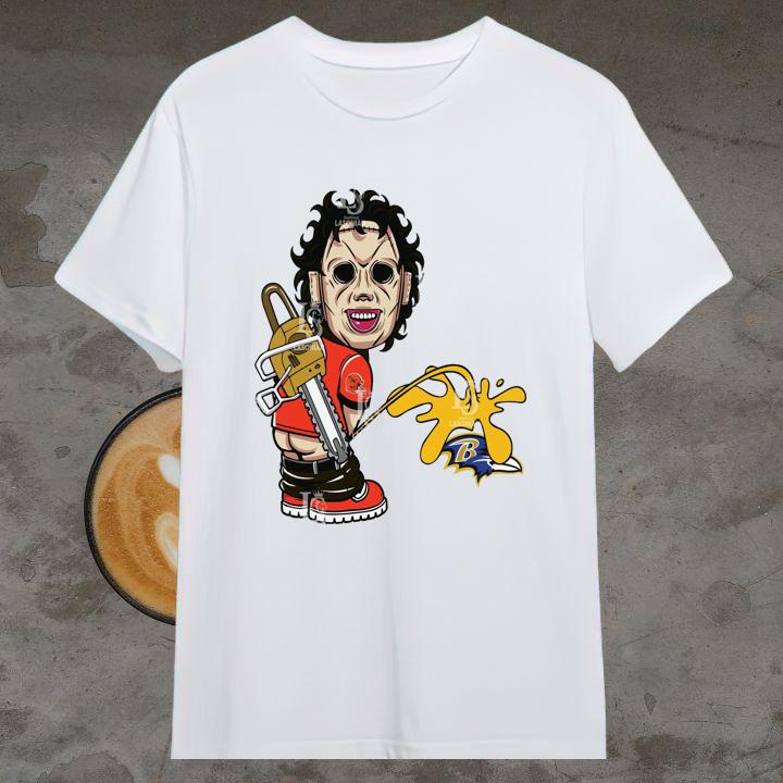 Cleveland Browns Leatherface Pissing On Baltimore Ravens Shirt - Shop Now!