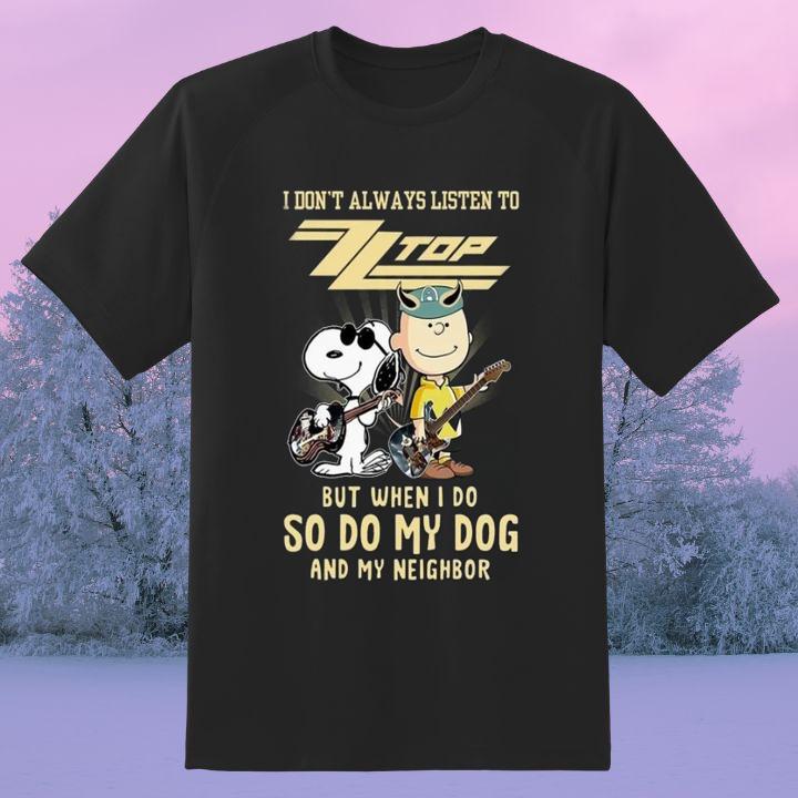 Funny Snoopy And Charlie Brown I Dont Always Listen To Zz Top Rock Band T-Shirt