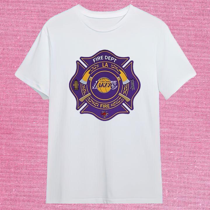 Fire Dept Los Angeles Lakers Logo Basketball Firefighter T-Shirt