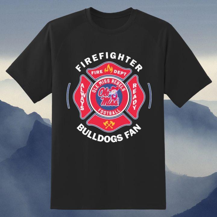 Fire Dept Ole Miss Rebels Logo Football Firefighter T-Shirt