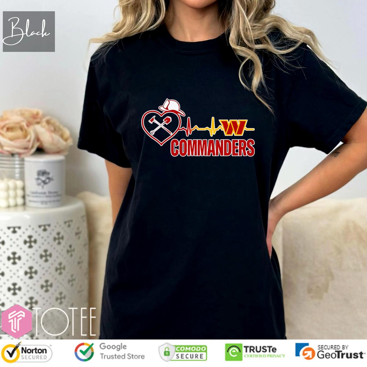 Firefighter Heartbeat Washington Commanders Nurse Stethoscope T-Shirt