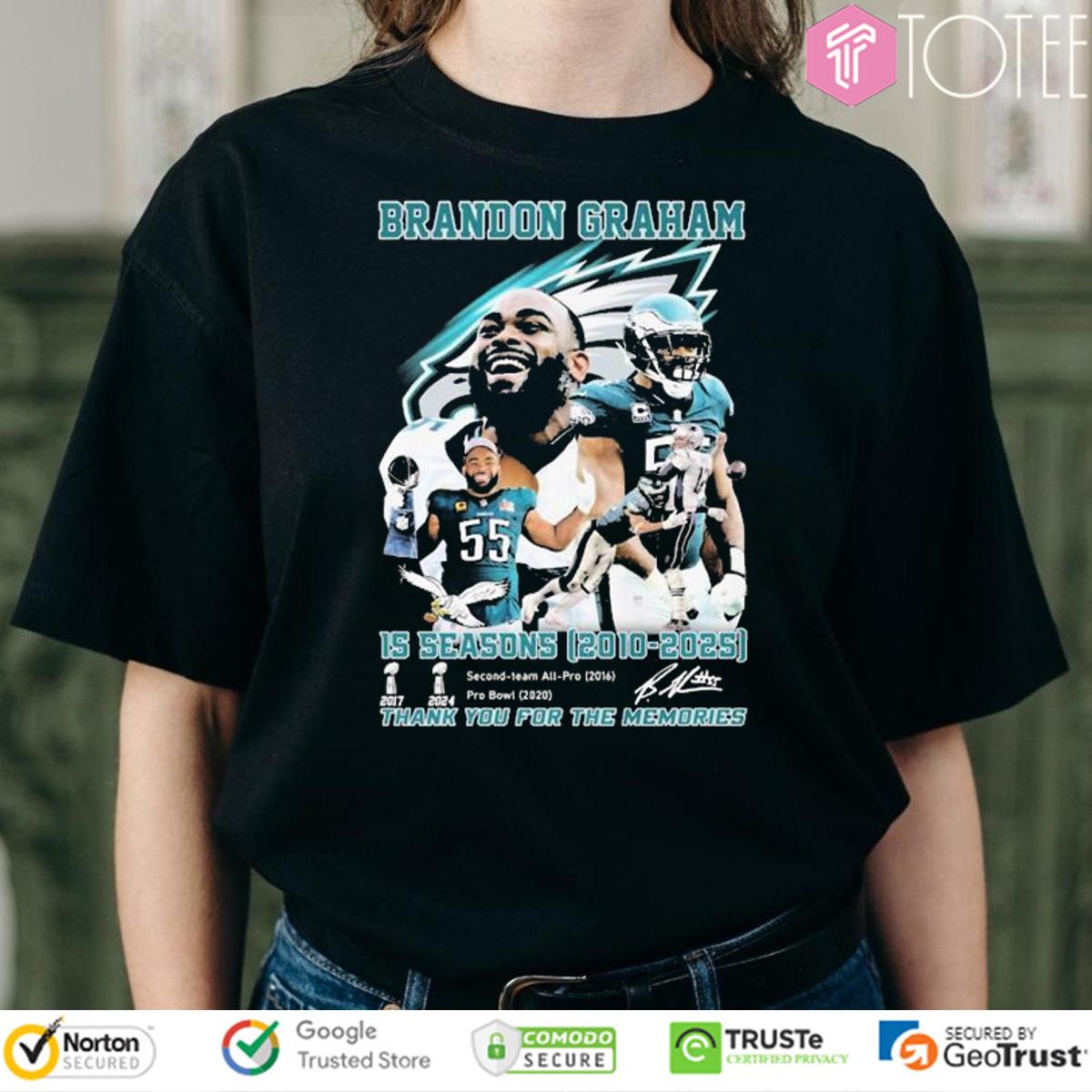 Brandon Graham Philadelphia Eagles 15 Seasons 2010-2025 Signature T-Shirt