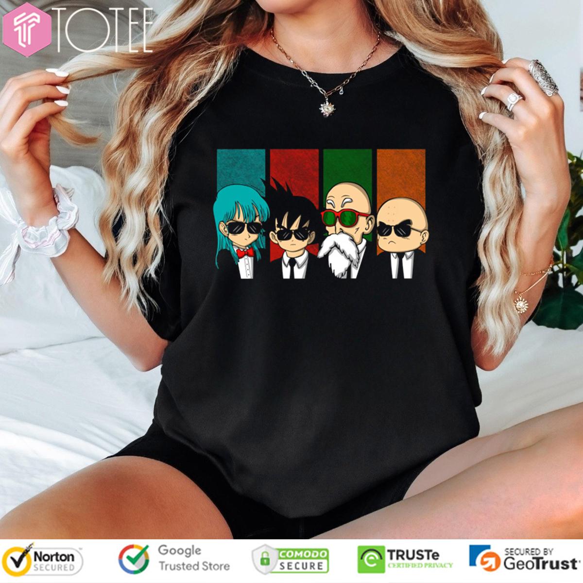 Bulma Goku Roshi Krillin Dragon Ball Z Characters Parody MIB T-Shirt